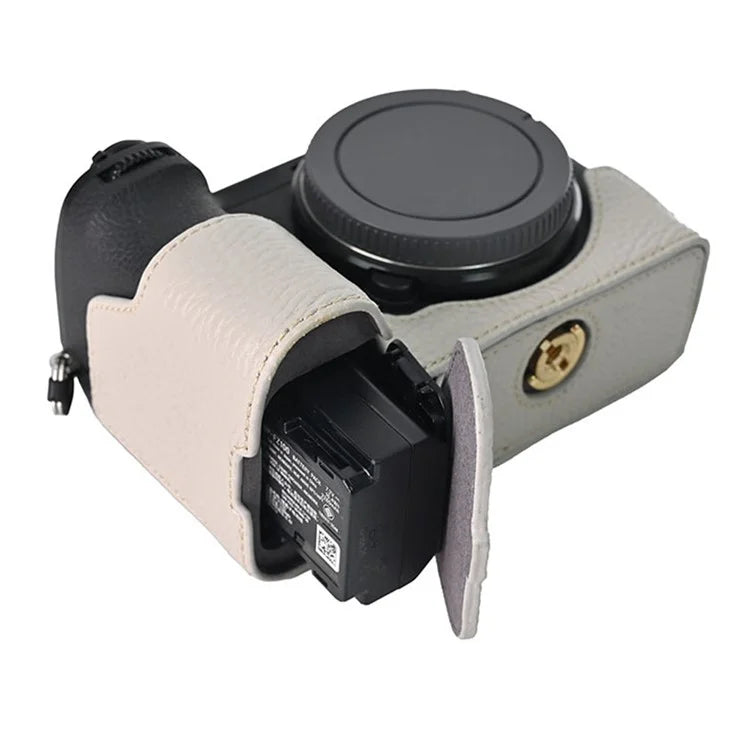 For Sony A6700 Camera Bottom Cover Case Large Opening Design Genuine Cow Leather Protector