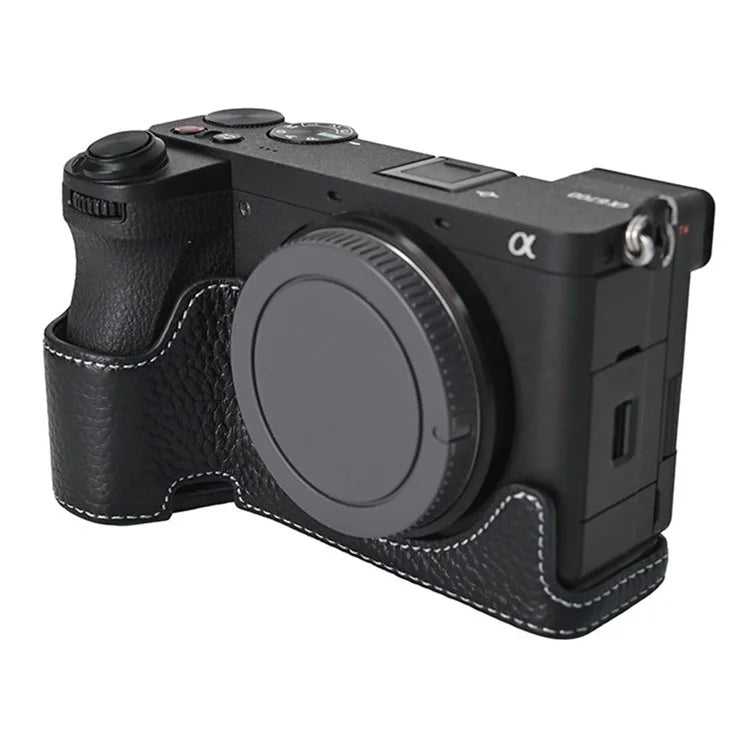 For Sony A6700 Camera Bottom Cover Case Large Opening Design Genuine Cow Leather Protector