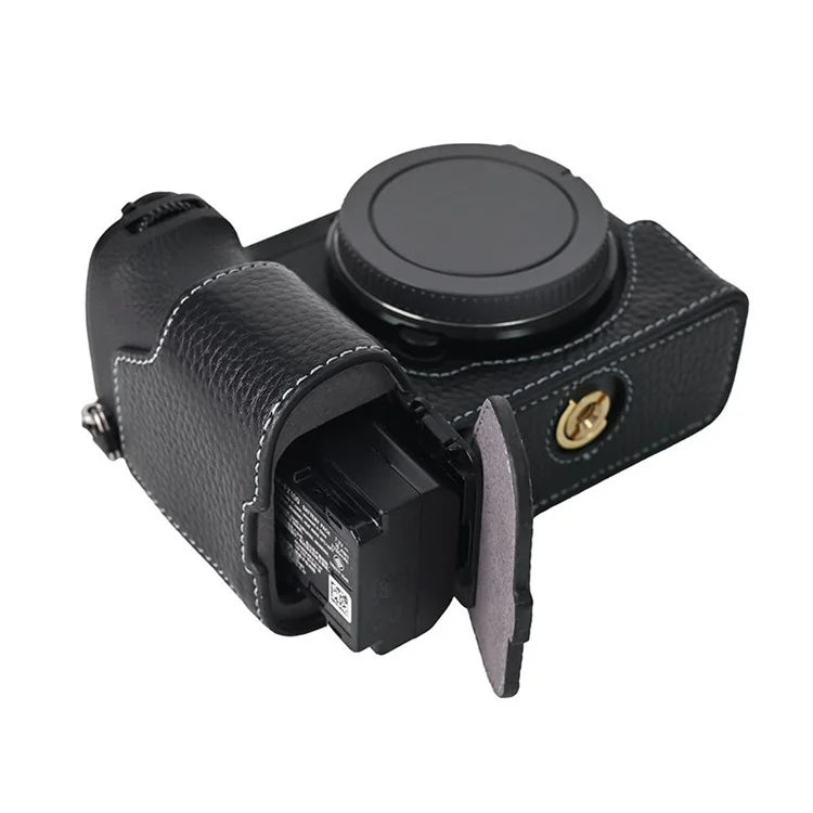 For Sony A6700 Camera Bottom Cover Case Large Opening Design Genuine Cow Leather Protector