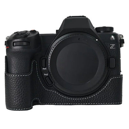 For Nikon Z6 III Camera Case Large Cutout Genuine Cow Leather Protective Cover