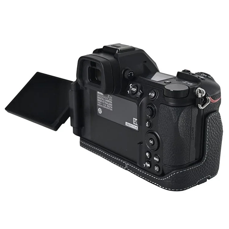 For Nikon Z6 III Camera Case Large Cutout Genuine Cow Leather Protective Cover