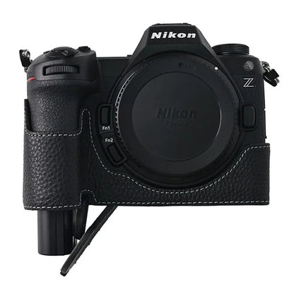 For Nikon Z6 III Camera Case Large Cutout Genuine Cow Leather Protective Cover