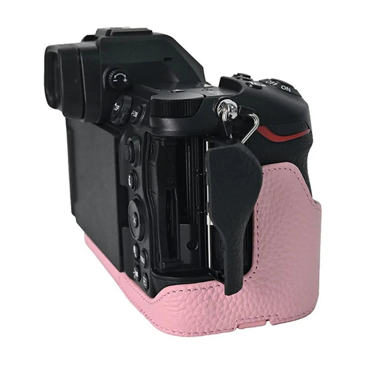 For Nikon Z6 III Camera Case Large Cutout Genuine Cow Leather Protective Cover
