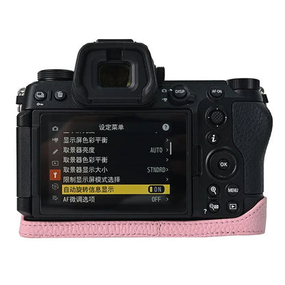 For Nikon Z6 III Camera Case Large Cutout Genuine Cow Leather Protective Cover
