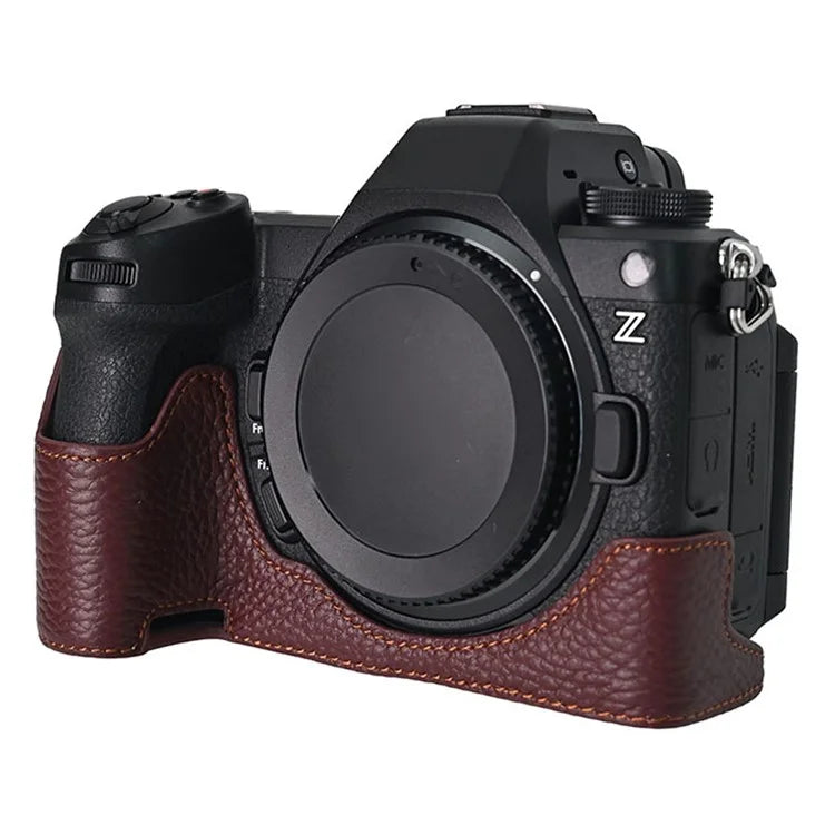 For Nikon Z6 III Camera Case Large Cutout Genuine Cow Leather Protective Cover
