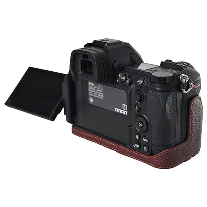 For Nikon Z6 III Camera Case Large Cutout Genuine Cow Leather Protective Cover
