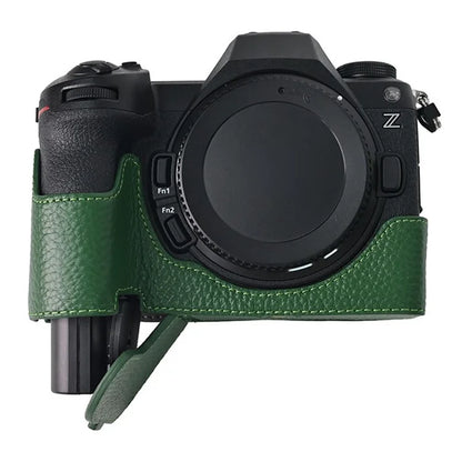 For Nikon Z6 III Camera Case Large Cutout Genuine Cow Leather Protective Cover