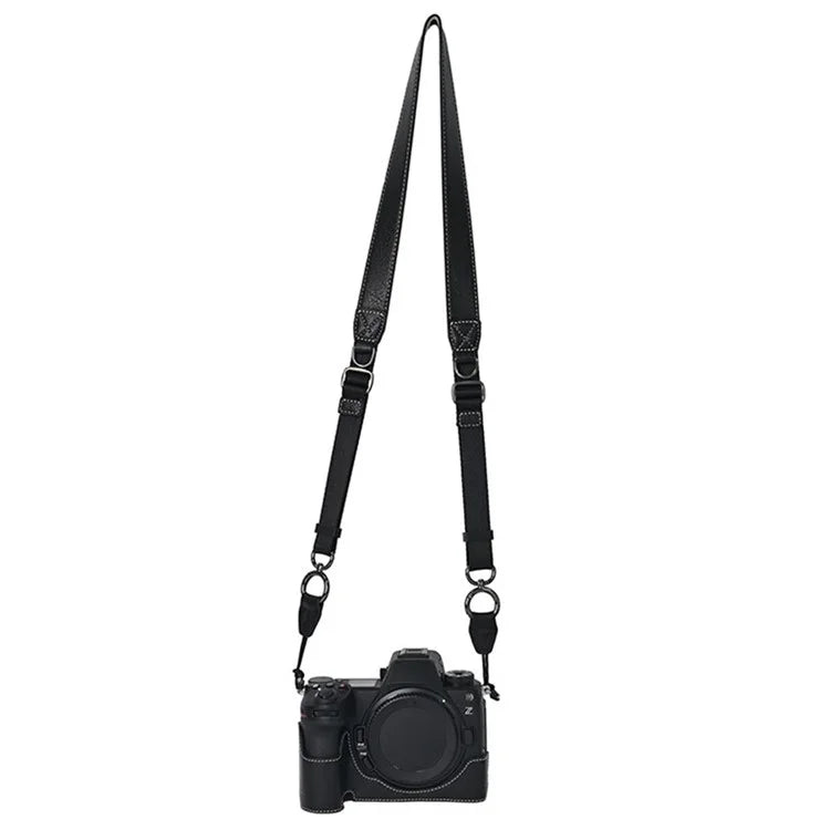 For Nikon Z6 III Camera Case with Shoulder Strap Large Cutout Litchi Texture PU Leather Protective Cover
