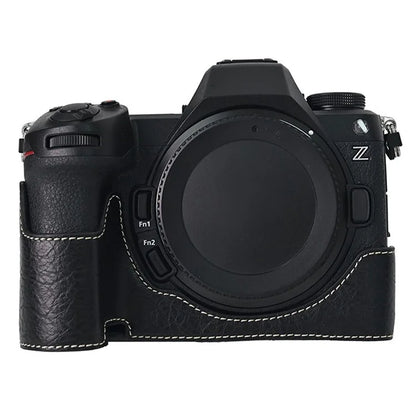 For Nikon Z6 III Camera Case with Shoulder Strap Large Cutout Litchi Texture PU Leather Protective Cover