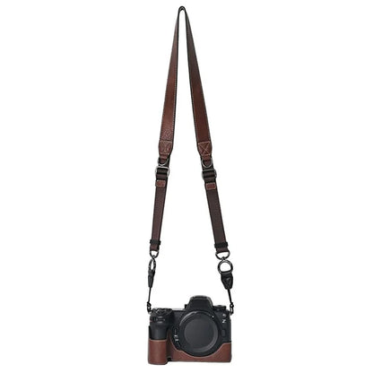 For Nikon Z6 III Camera Case with Shoulder Strap Large Cutout Litchi Texture PU Leather Protective Cover