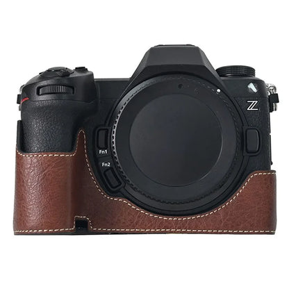 For Nikon Z6 III Camera Case with Shoulder Strap Large Cutout Litchi Texture PU Leather Protective Cover