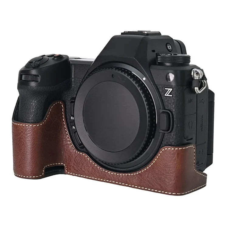 For Nikon Z6 III Camera Case with Shoulder Strap Large Cutout Litchi Texture PU Leather Protective Cover