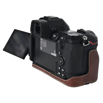 For Nikon Z6 III Camera Case with Shoulder Strap Large Cutout Litchi Texture PU Leather Protective Cover