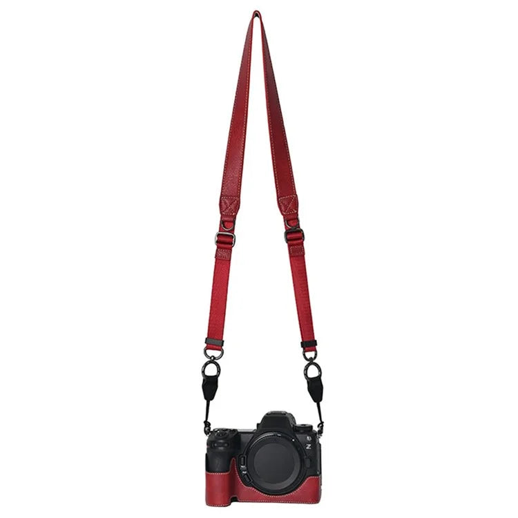 For Nikon Z6 III Camera Case with Shoulder Strap Large Cutout Litchi Texture PU Leather Protective Cover