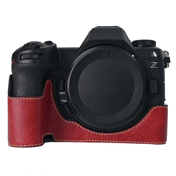 For Nikon Z6 III Camera Case with Shoulder Strap Large Cutout Litchi Texture PU Leather Protective Cover