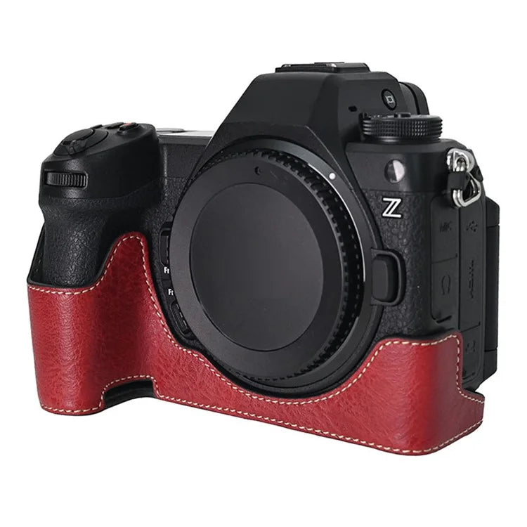 For Nikon Z6 III Camera Case with Shoulder Strap Large Cutout Litchi Texture PU Leather Protective Cover
