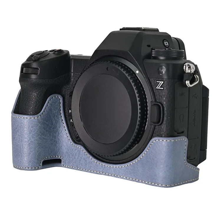 For Nikon Z6 III Camera Case with Shoulder Strap Large Cutout Litchi Texture PU Leather Protective Cover