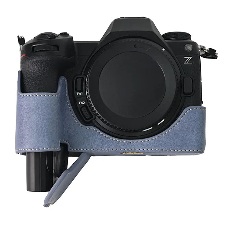 For Nikon Z6 III Camera Case with Shoulder Strap Large Cutout Litchi Texture PU Leather Protective Cover