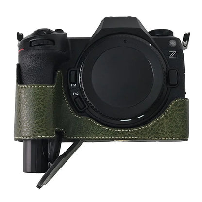 For Nikon Z6 III Camera Case with Shoulder Strap Large Cutout Litchi Texture PU Leather Protective Cover