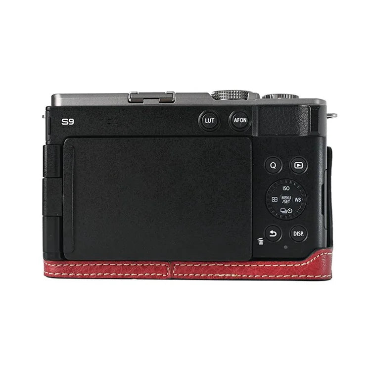 For Panasonic Lumix S9 Camera Case with Shoulder Strap Large Cutout Litchi Texture PU Protective Cover
