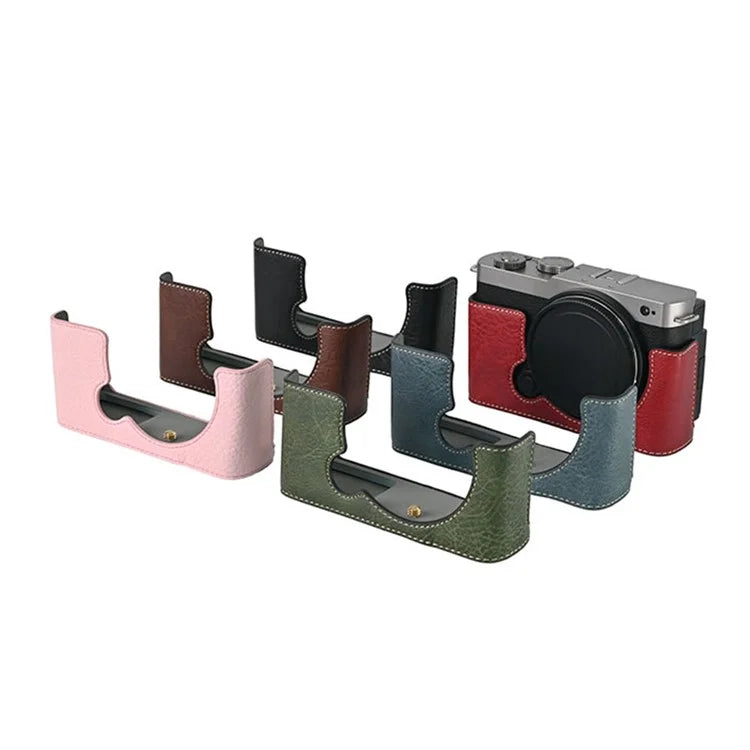 For Panasonic Lumix S9 Camera Case with Shoulder Strap Large Cutout Litchi Texture PU Protective Cover