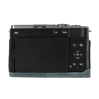 For Panasonic Lumix S9 Camera Case with Shoulder Strap Large Cutout Litchi Texture PU Protective Cover