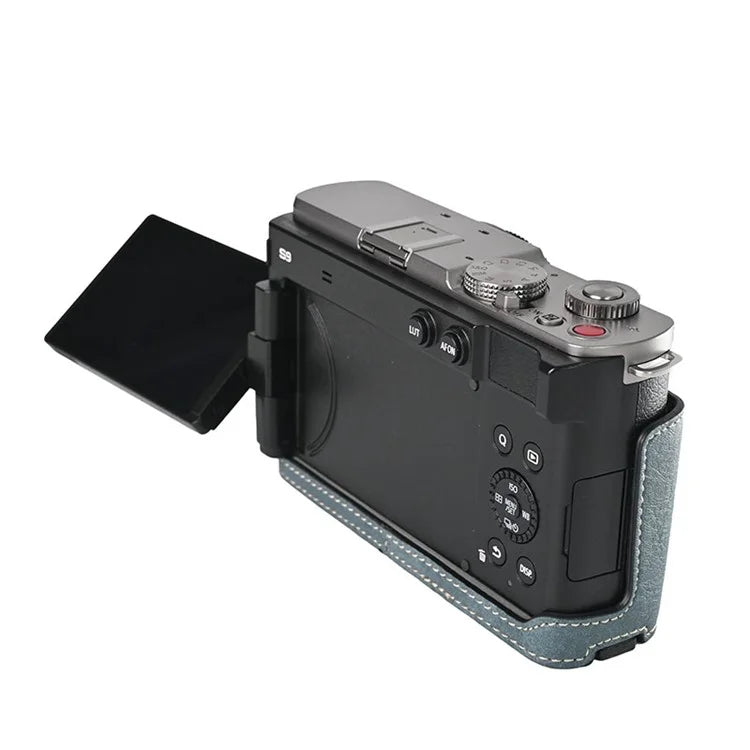 For Panasonic Lumix S9 Camera Case with Shoulder Strap Large Cutout Litchi Texture PU Protective Cover