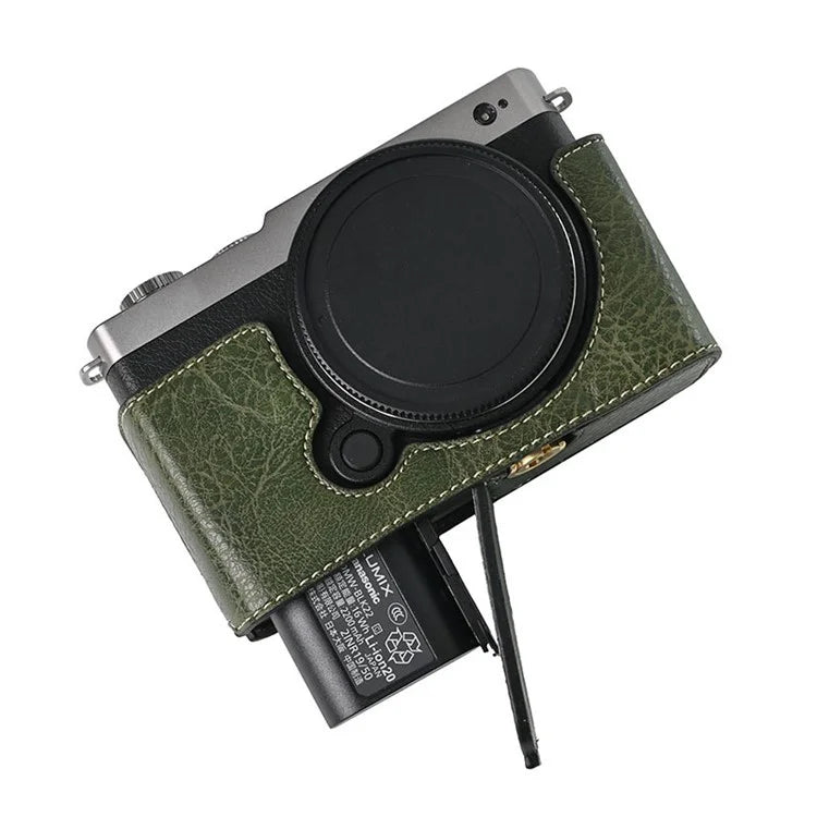 For Panasonic Lumix S9 Camera Case with Shoulder Strap Large Cutout Litchi Texture PU Protective Cover
