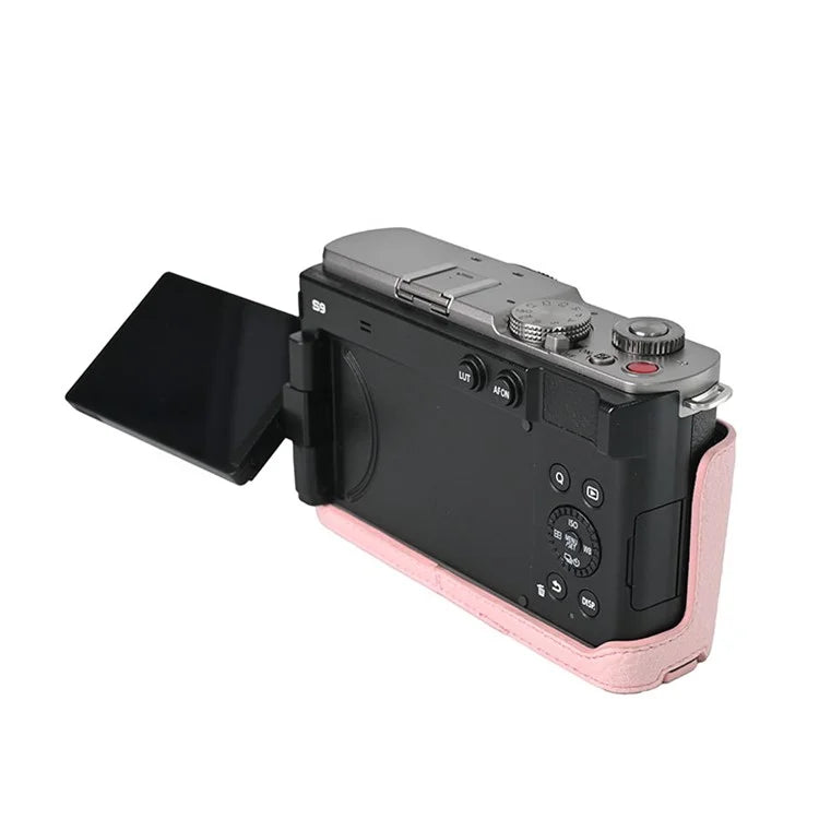 For Panasonic Lumix S9 Camera Case with Shoulder Strap Large Cutout Litchi Texture PU Protective Cover