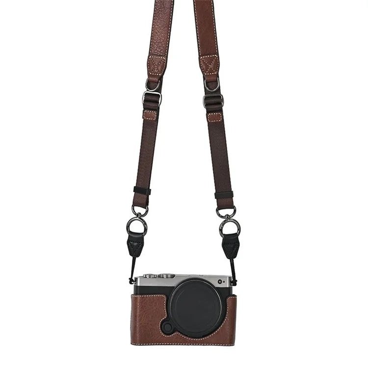 For Panasonic Lumix S9 Camera Case with Shoulder Strap Large Cutout Litchi Texture PU Protective Cover