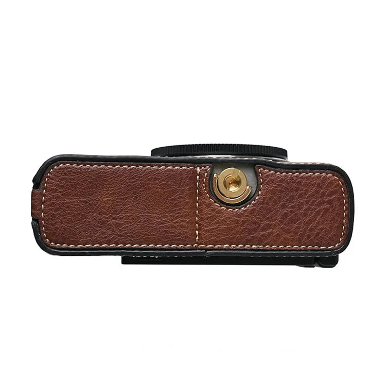 For Panasonic Lumix S9 Camera Case with Shoulder Strap Large Cutout Litchi Texture PU Protective Cover