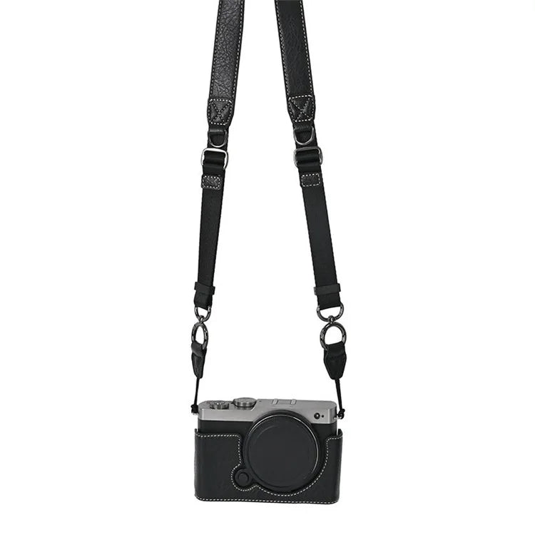 For Panasonic Lumix S9 Camera Case with Shoulder Strap Large Cutout Litchi Texture PU Protective Cover