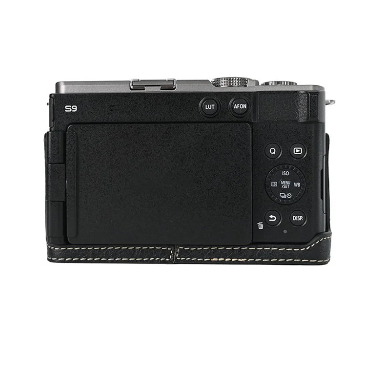 For Panasonic Lumix S9 Camera Case with Shoulder Strap Large Cutout Litchi Texture PU Protective Cover