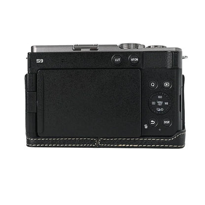For Panasonic Lumix S9 Camera Case with Shoulder Strap Large Cutout Litchi Texture PU Protective Cover