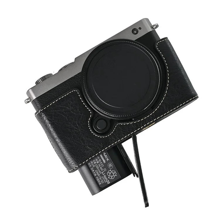 For Panasonic Lumix S9 Camera Case with Shoulder Strap Large Cutout Litchi Texture PU Protective Cover