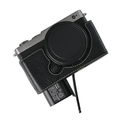 For Panasonic Lumix S9 Camera Case with Shoulder Strap Large Cutout Litchi Texture PU Protective Cover