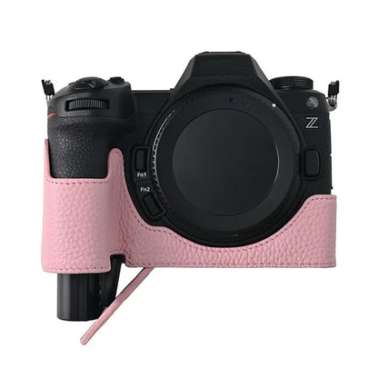 For Nikon Z6 III Camera Case Large Opening Genuine Cow Leather Protector with Shoulder Strap