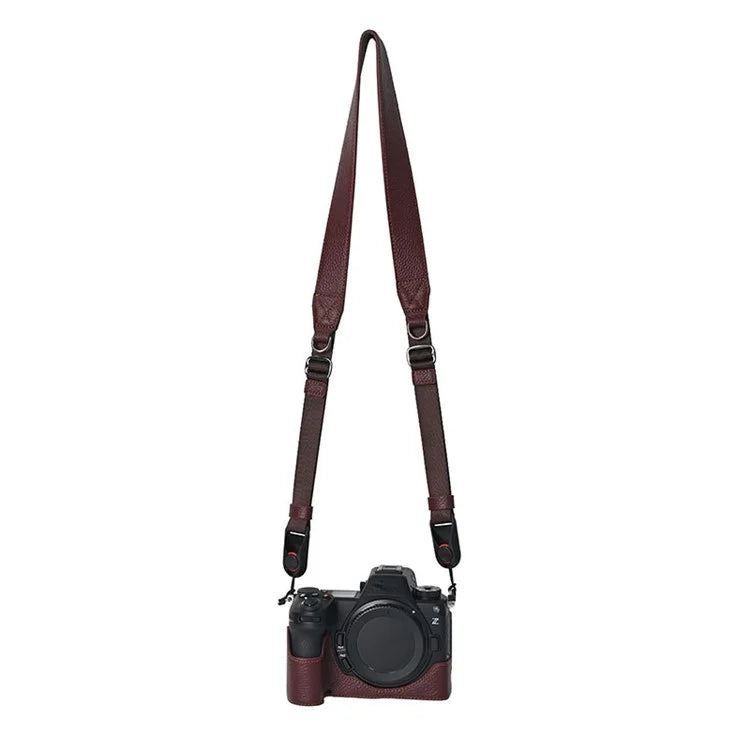 For Nikon Z6 III Camera Case Large Opening Genuine Cow Leather Protector with Shoulder Strap