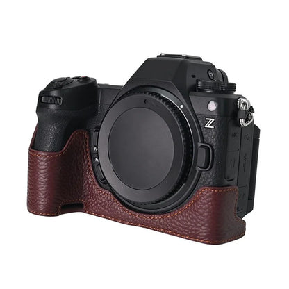 For Nikon Z6 III Camera Case Large Opening Genuine Cow Leather Protector with Shoulder Strap