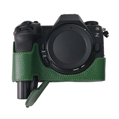 For Nikon Z6 III Camera Case Large Opening Genuine Cow Leather Protector with Shoulder Strap