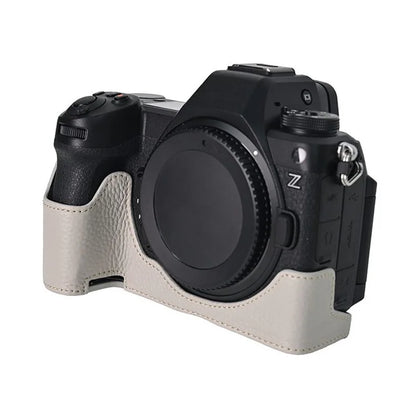 For Nikon Z6 III Camera Case Large Opening Genuine Cow Leather Protector with Shoulder Strap