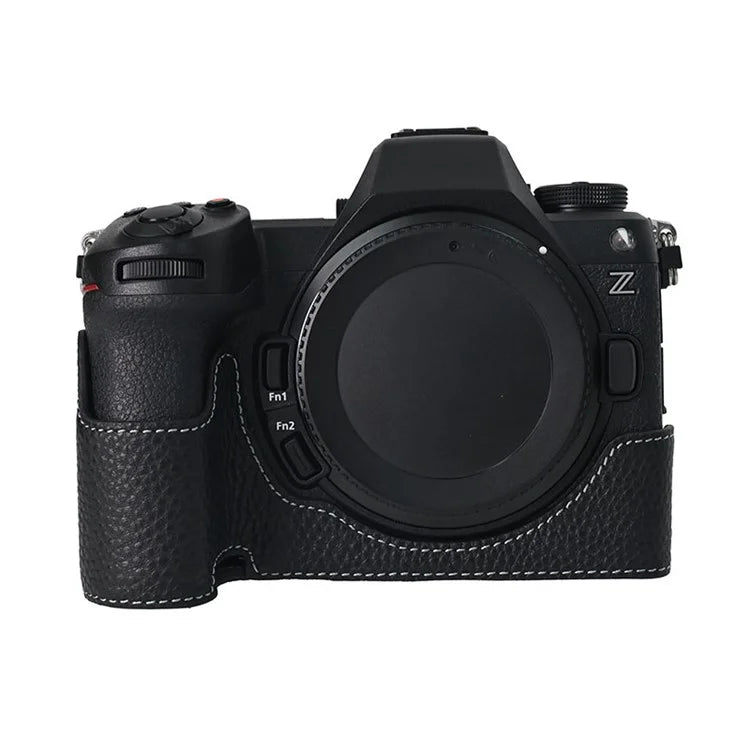 For Nikon Z6 III Camera Case Large Opening Genuine Cow Leather Protector with Shoulder Strap