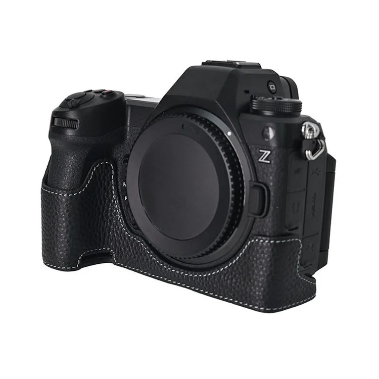 For Nikon Z6 III Camera Case Large Opening Genuine Cow Leather Protector with Shoulder Strap