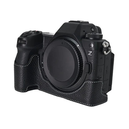 For Nikon Z6 III Camera Case Large Opening Genuine Cow Leather Protector with Shoulder Strap