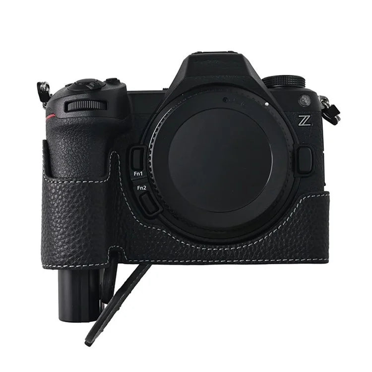 For Nikon Z6 III Camera Case Large Opening Genuine Cow Leather Protector with Shoulder Strap