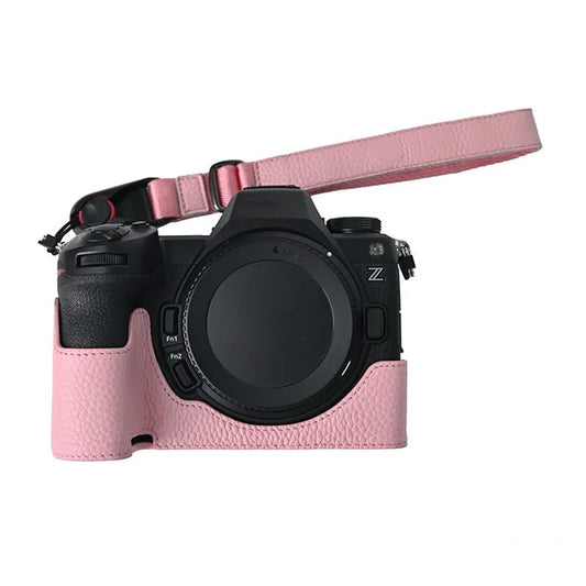 For Nikon Z6 III Camera Case Large Opening Genuine Cow Leather Protector with Wrist Strap