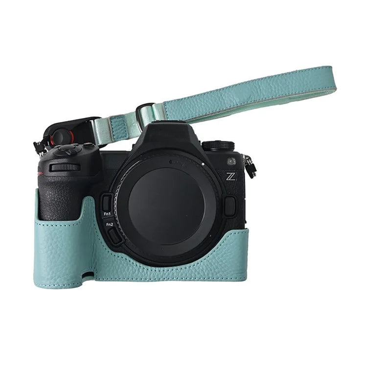 For Nikon Z6 III Camera Case Large Opening Genuine Cow Leather Protector with Wrist Strap