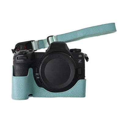 For Nikon Z6 III Camera Case Large Opening Genuine Cow Leather Protector with Wrist Strap
