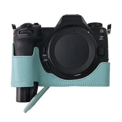 For Nikon Z6 III Camera Case Large Opening Genuine Cow Leather Protector with Wrist Strap