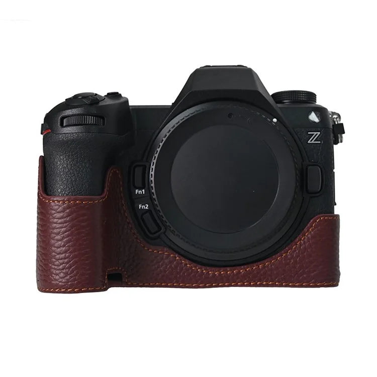 For Nikon Z6 III Camera Case Large Opening Genuine Cow Leather Protector with Wrist Strap